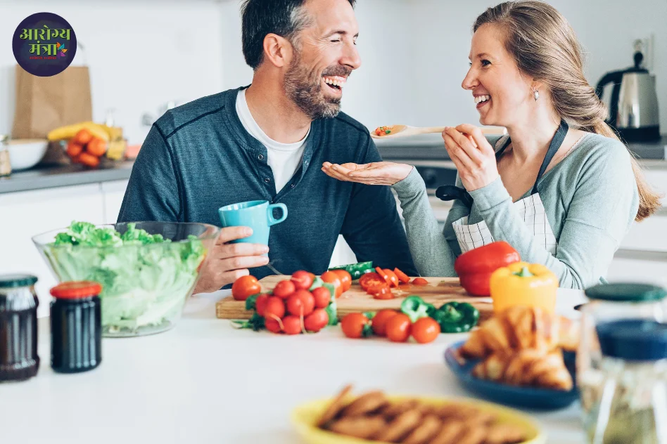 Husband and wife not eat food in a plate
